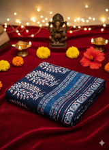 Hand-Embroidered Linen Cotton Kantha Saree with Blouse